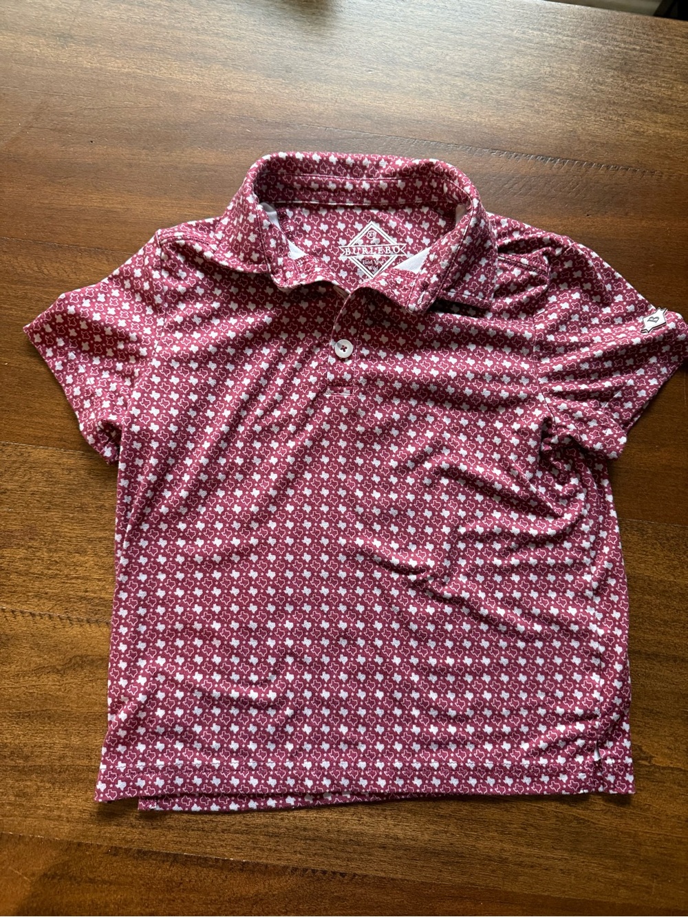 Burlebo Youth Polo - Texas - Maroon & Grey Short Sleeve Polo